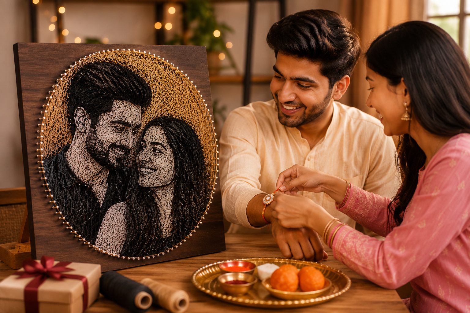 String Art Portrait for Raksha Bandhan: Unique, Handmade, Personalized Gifts for 2026