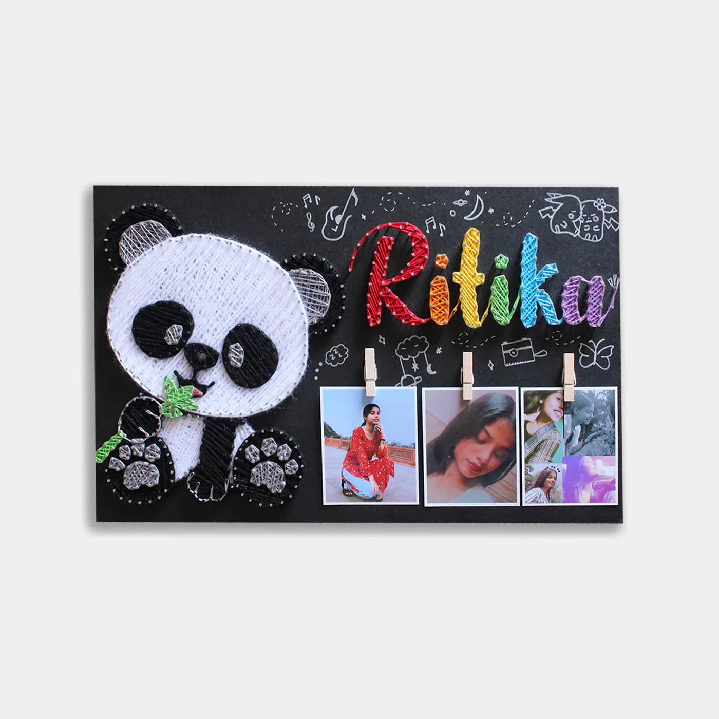 Lovely White Panda String Art Nameplate for Your Girlfriend or Wife.
