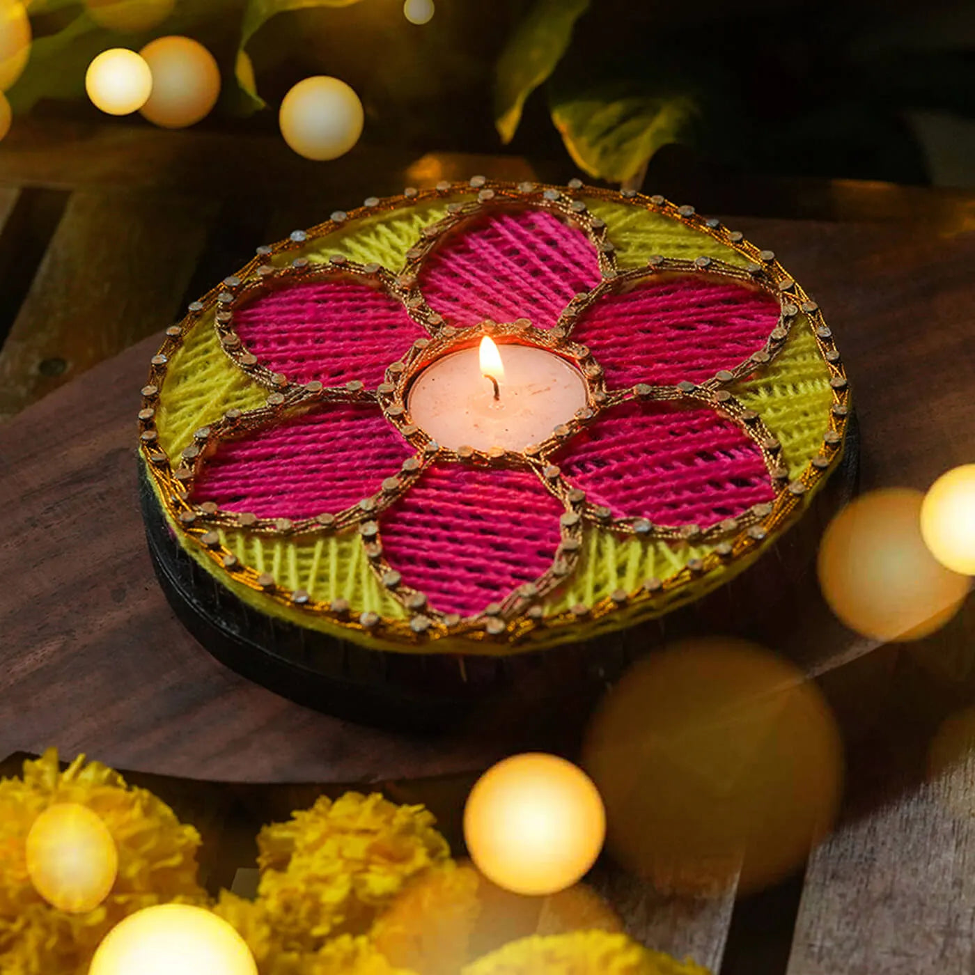 Vibrant Deep-Setting Lamp Holder for Diwali Poojan
