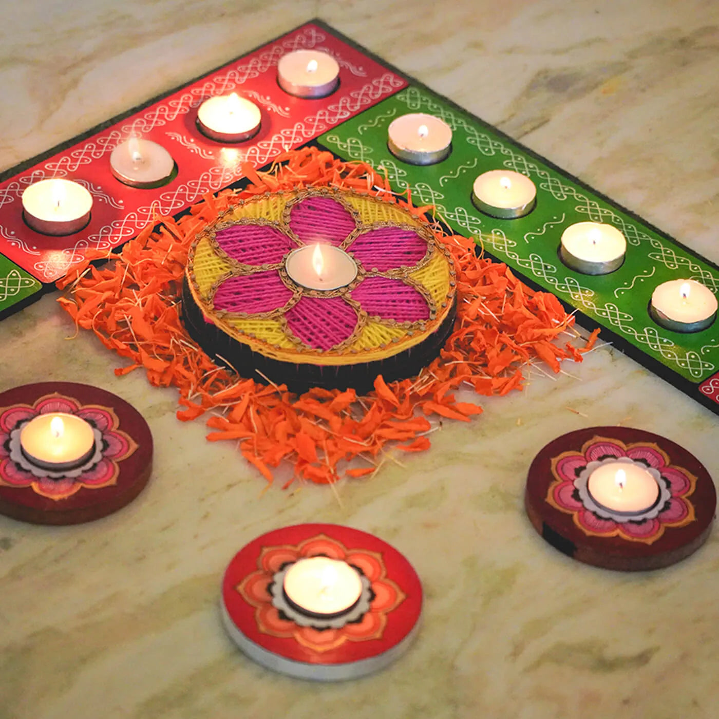 Vibrant Deep-Setting Lamp Holder for Diwali Poojan