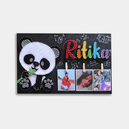 Lovely White Panda String Art Nameplate for Your Girlfriend or Wife.