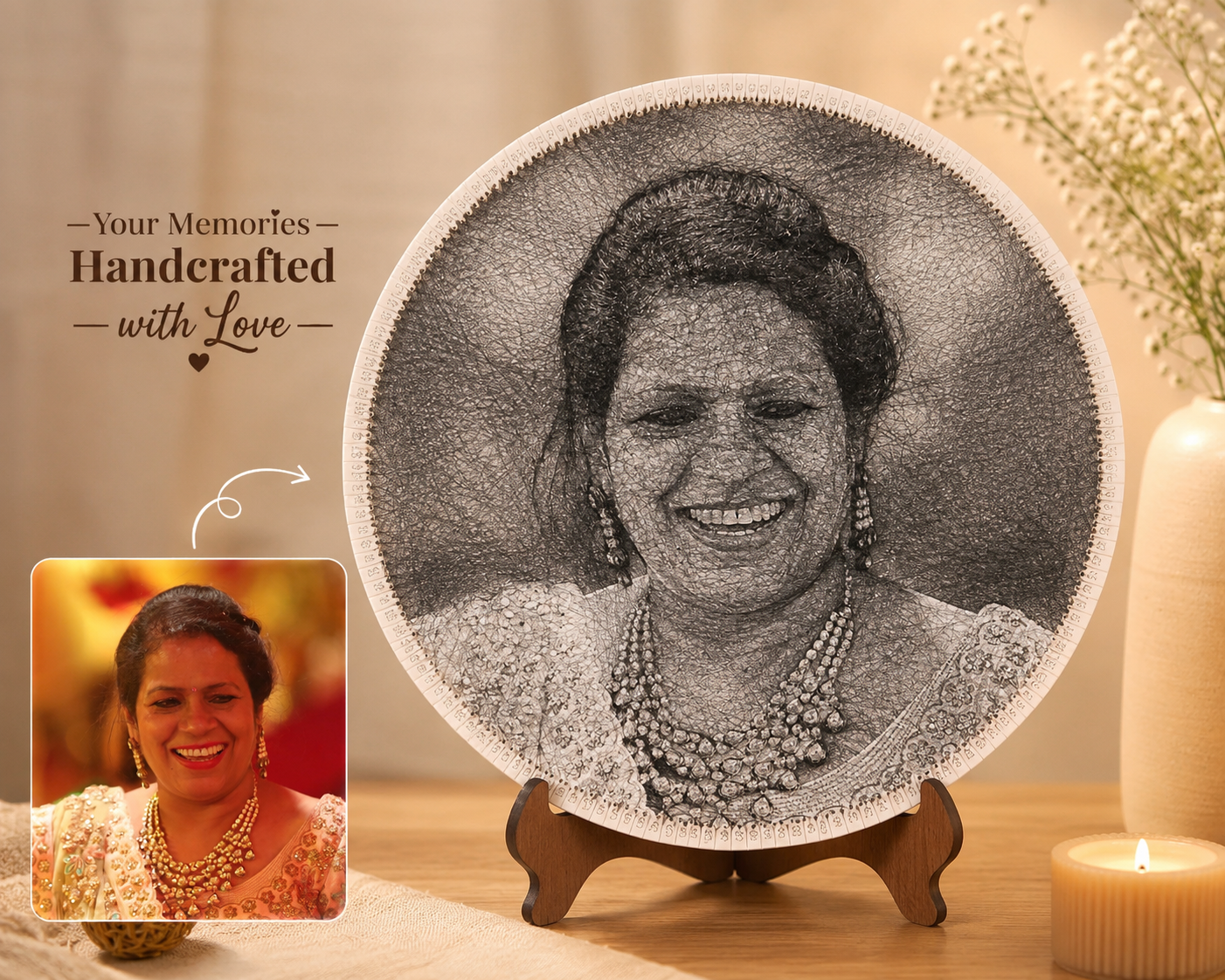 Personalized Mother String Art Portrait for 60th Birthday