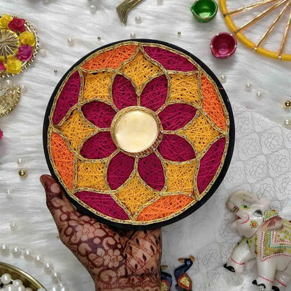 Deepak's handcrafted string artwork for Diwali Poojan