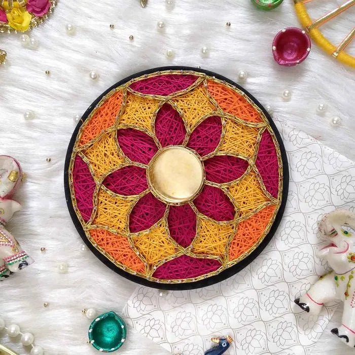 Deepak's handcrafted string artwork for Diwali Poojan