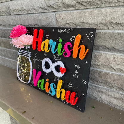 A Couple's Infinity String Art Name Plate