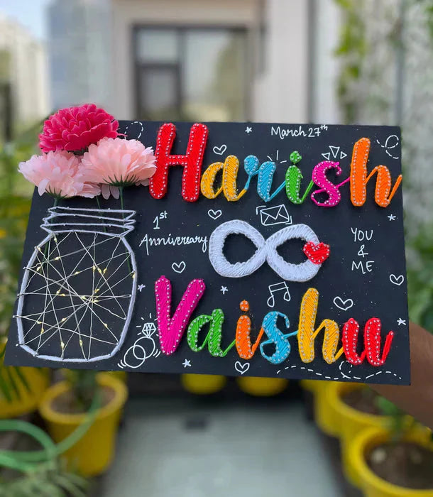 A Couple's Infinity String Art Name Plate