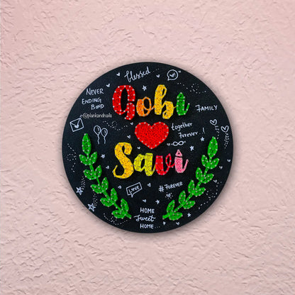 Round String Art Name Plate for a Couple